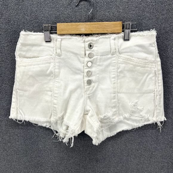 Tractr Blu Jeans Shorts womens youth 25 White Distressed Cut Off Mid Rise - Picture 1 of 15